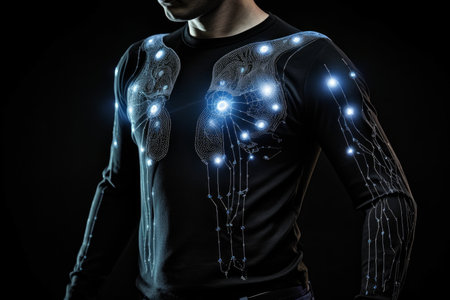 man body with an electrical system, concept of nanofiber clothingの素材