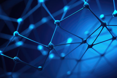 An intricate representation of a molecular network composed of numerous interconnected cells and lines. Ideal for science, connectivity, and complexity-themed visuals.の素材