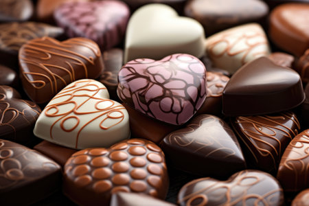 Chocolate candies, captured up-close to show off every selectable detail. From creamy truffles to rich caramels, this tantalizing image is sure to satisfy.の素材