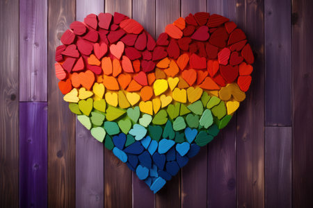 heart-shaped colored heart made with LGBT ribbon for rainbow pride. equality, tolerance, and support for the LGBT communityの素材