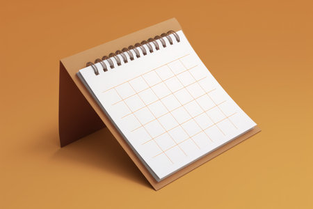 Notepad placed on top of table. This image can be used for office, organization, or productivity-related concepts.の素材