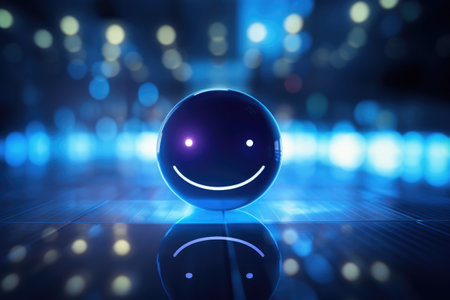 Cheerful smiley face ball sitting on top of table. Perfect for adding touch of happiness to any project.の素材