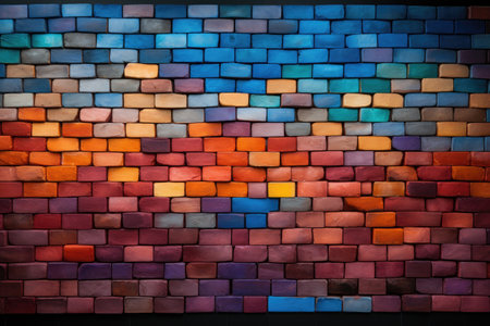 Vibrant and eye-catching image of colorful brick wall. This versatile picture can be used for various design projects.の素材