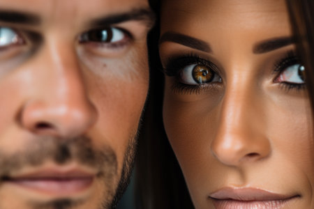 Picture of man and woman looking directly at camera. This image can be used for various purposes.の素材