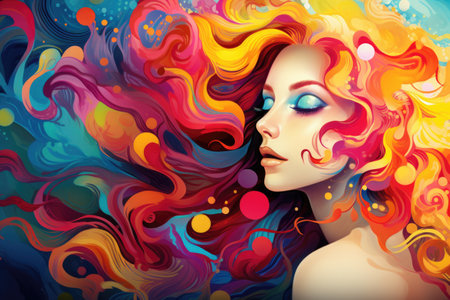 Woman with striking red hair and mesmerizing blue eyes. This image can be used to represent beauty, uniqueness, and individuality.の素材