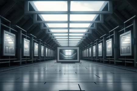 Empty room with abundance of windows. Suitable for various interior design concepts.の素材