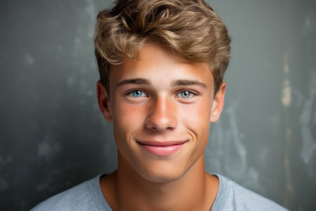 Picture of young man with smile on his face. Suitable for various uses.の素材