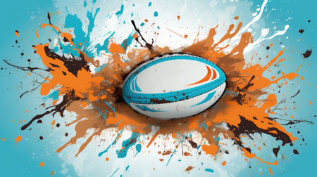 White and blue ball with orange splats. Perfect for sports, games, and colorful decorations.の素材