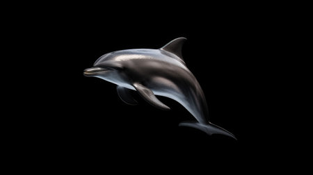 Vibrant image capturing dolphin in mid-air, showing its agility and grace. Perfect for aquatic and marine themes.の素材