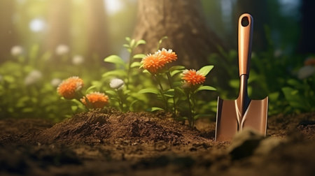 Shovel sitting on top of pile of dirt. Suitable for construction or gardening projects.の素材