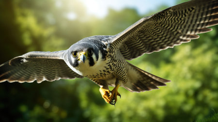 Bird flying through air with its wings spread. Perfect for nature and wildlife enthusiasts.の素材