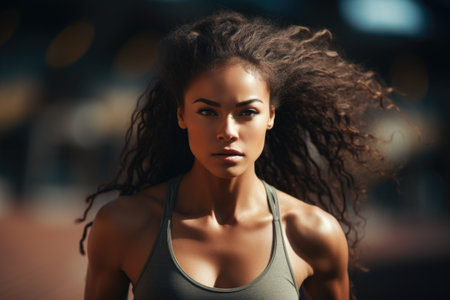 Woman with long hair posing for picture. Suitable for various uses.の素材