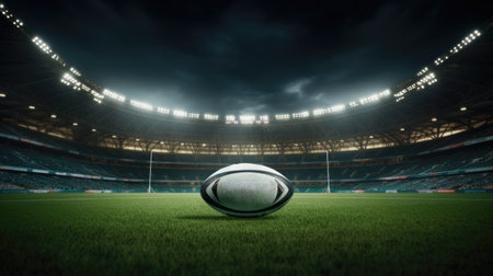 Soccer ball resting on vibrant green field, perfect for sports enthusiasts and soccer-themed projects.の素材