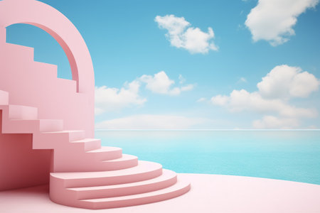 Stairs leading up to beautiful beach. Perfect for travel and vacation concepts.の素材