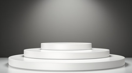 White pedestal with light on top. Perfect for displaying objects in well-lit area.の素材