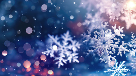 Snow flakes falling from sky. Suitable for winter and holiday-themed designs.の素材