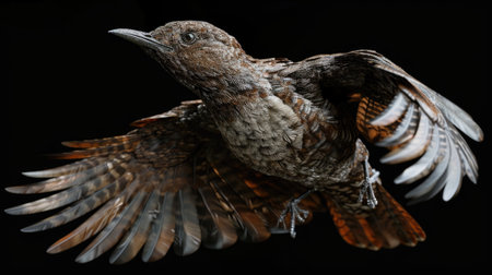 Bird with its wings spread out in air. Can be used to depict freedom and grace.の素材