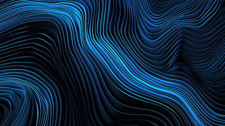 Blue and black background with wavy lines. Suitable for various design projects.の素材