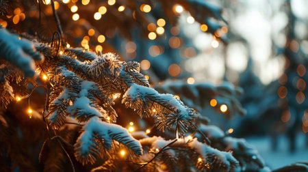 Close up of tree covered in snow. Perfect for winter-themed projects.の素材