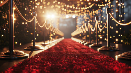 Red carpet with red background and spotlight on itの素材