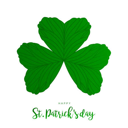 Green clover leave. Vector illustration for St. Patrick's Day decorations, posters, cards, t shirts, pubs. Shamrock festival symbol. Logo template.のイラスト素材