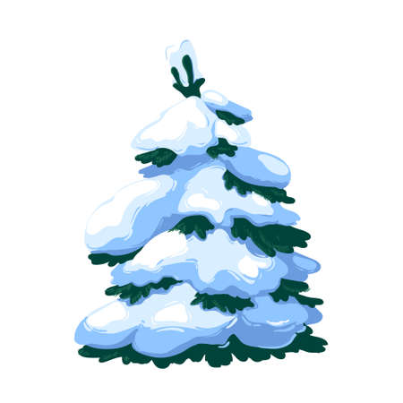 In winter, the pine is covered with snow. Vectorのイラスト素材