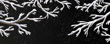 snow falls on the branches at nightのイラスト素材