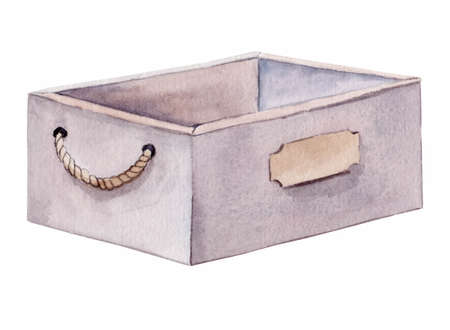 wooden box Watercolor painting isolated