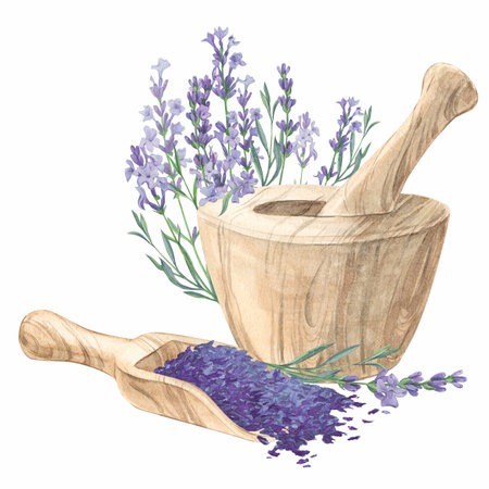 Dried lavender flowers. Watercolourの写真素材
