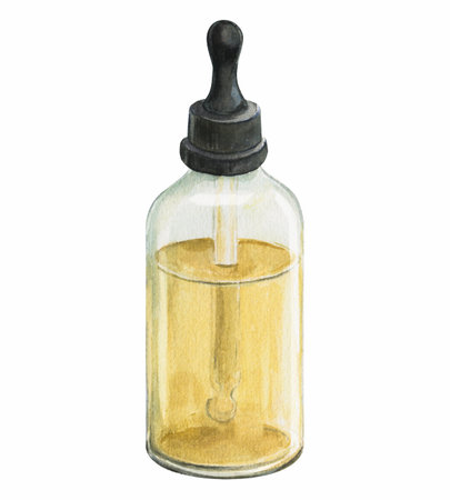 lavender oil in a bottle, watercolorの写真素材