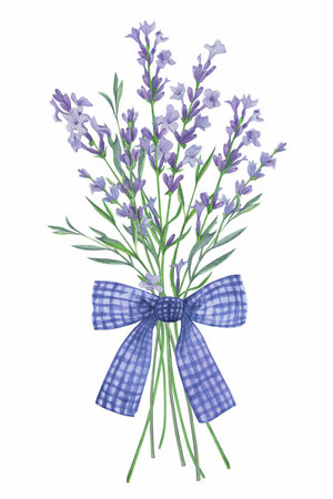 Watercolor lavender bouquet. Flower illustration.の写真素材