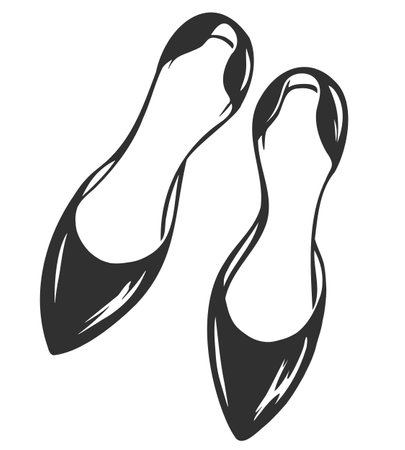Comfortable shoes without heels. Ballet flats - womens shoes, silhouette. Vector illustration for business, logo, shop design.のイラスト素材