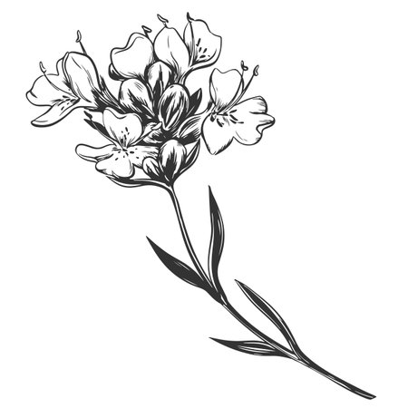 Vector drawing of thyme herb. Detailed images in retro style, engraving style ink drawing. Vintage sketch element for label design, herbal tea packaging.のイラスト素材