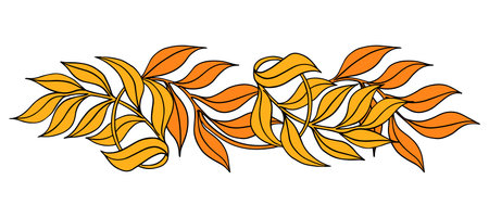 Pattern of woven branches. Vector. Leaf ornament in Art Nouveau style. Composition for registration of greetings, congratulations, wedding cards.のイラスト素材