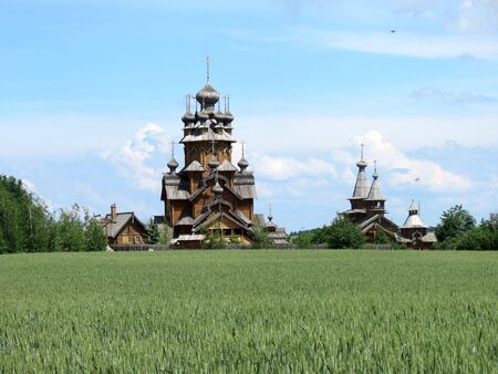 Wooden Christian church. Svyatogorsk. Ukraine.の写真素材