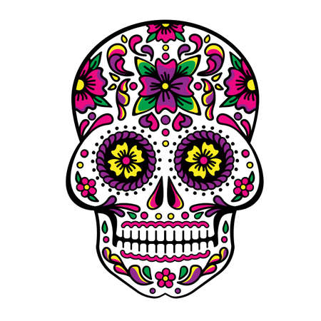 Mexican sugar skull, Dia de los Muertos, Skull Vector.のイラスト素材