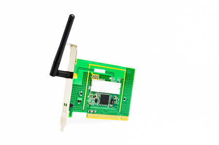 Computer wireless PCI card with antenna isolated on whiteの写真素材