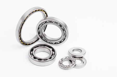 Ball bearings isolated on white backgroundの写真素材