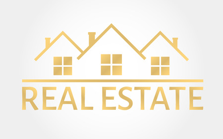 Real estate graphic design in gold line style.のイラスト素材