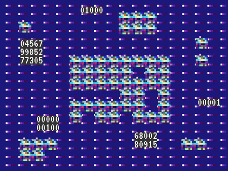 Glitch game. Retro background. Old video game design. Distortions on a violet backdrop. Modern...