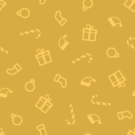 Gold Christmas pattern. Xmas seamless pattern. Luxury wrapping paper. Golden elements for greeting card. Holiday texture. Vector illustration.のイラスト素材