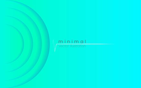 Minimal background. Soft turquoise layers. Smooth round lines. Simple design for advertising, poster, banner brochure. Soft color gradient. Creative composition. Vector illustration.のイラスト素材