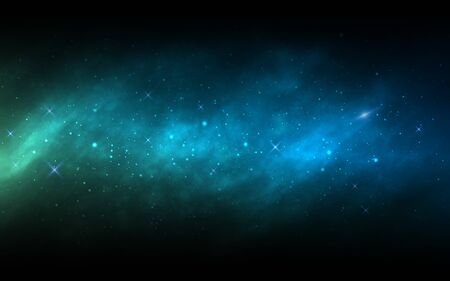 Space background. Milky way with colorful stars. Realistic blue nebula. Cosmic backdrop with stardust and shining stars. Color bright galaxy. Vector illustration.のイラスト素材