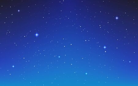Space blue background. Cosmos neutral texture with white shining stars. Magic stardust universe. Starry color galaxy. Beautiful cosmic night. Vector illustrationのイラスト素材