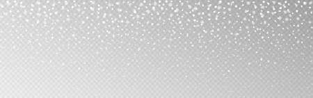 Snow realistic wide texture. Christmas falling snowflakes on transparent backdrop. Falling white flakes. Defocused snow template. Winter effect with snowstorm. Vector illustrationのイラスト素材
