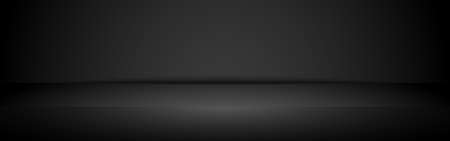 Black studio background. Empty studio wall. Luxury gradient room for displaying product. Abstract black mockup. Dark design template for advertising. Vector illustrationのイラスト素材