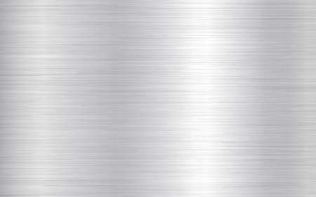Metal background. Silver steel texture. Brushed stainless sheet. Bright polish plate with reflection. Realistic industrial texture. Aluminum panel. Vector illustrationのイラスト素材