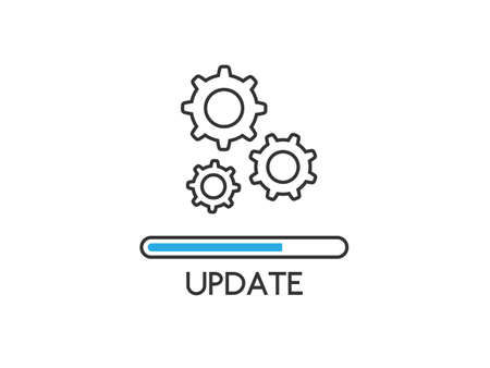 Update icon isolated white background. Upgrade system concept. Loading process or refresh. Application status in flat style. Updating app design. Vector illustrationのイラスト素材
