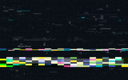 Glitch background. Video signal distortion. Digital noise effect with abstract pixels. Playback problem template. Modern TV distortions. Vector illustrationのイラスト素材