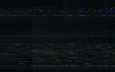 Glitch static background. Digital distortion screen. Broken signal with white noise. Abstract artifacts with color elements. Distorted horizontal lines. Vector illustrationのイラスト素材